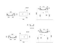GSI KUBE X keramické umývátko 50x25cm, bez otvoru, pravé/levé, cenere mat (6)