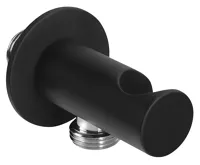 SAPHO Držák sprchy kulatý, pevný, s vyústěním, černá mat SAPHO Držák sprchy kulatý, pevný, s vyústěním, černá mat