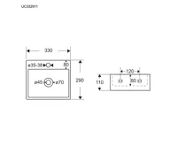 Umyvadlo na desku i zavěšení bez přepadu, 330x290x110 mm, keramické (1)