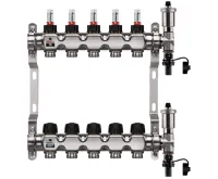 WIGELL Nerezový rozdělovač 5 okruhů, pro podlahového topení s hlavicemi a průtokoměry WIGELL Nerezový rozdělovač 5 okruhů, pro podlahového topení s hlavicemi a průtokoměry