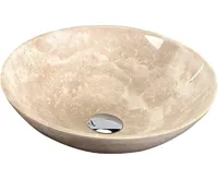 SAPHO BLOK 1 kamenné umyvadlo na desku Ø 40cm, leštěný béžový travertin SAPHO BLOK 1 kamenné umyvadlo na desku Ø 40cm, leštěný béžový travertin