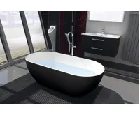 POLYSAN REDUTA volně stojící vana litý mramor 150x75x46cm, černá/bílá (5)