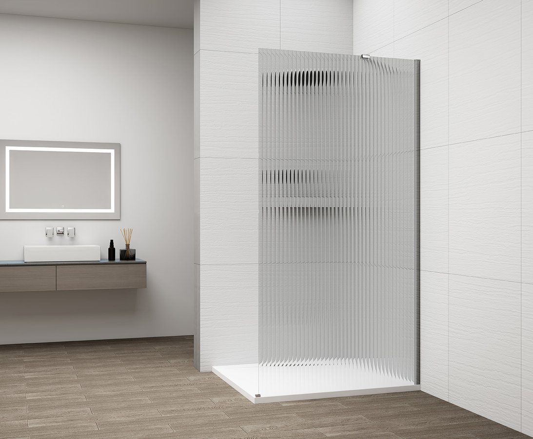 POLYSAN ESCA CHROME jednodílná sprchová zástěna k instalaci ke stěně, sklo Flute, 1000 mm