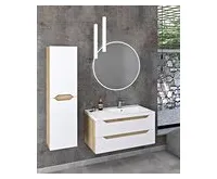 SAPHO WAVE umyvadlová skříňka 89,7x45x47,8cm, pravá, bílá/dub alabama (1)