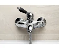 SAPHO KIRKÉ BLACK nástěnná vanová baterie, černá páčka, chrom (4)