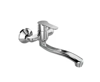 Dřezová nástěnná baterie, Zuna, 100 mm, s ramínkem plochým vyhnutým 210 mm, chrom Dřezová nástěnná baterie, Zuna, 100 mm, s ramínkem plochým vyhnutým 210 mm, chrom