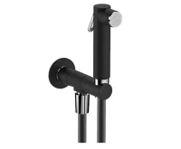 SAPHO Nástěnný ventil s ruční bidetovou sprškou a bezpečnostní pojistkou,kulatý,černá mat