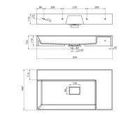 SAPHO GODIVA umyvadlo, litý mramor, 83x44cm, bez otvoru, bílá (9)