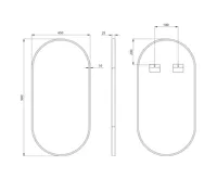 SAPHO AROWANA oválné zrcadlo v rámu 45x90cm, černá mat (8)