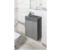 SAPHO CREST L betonové umývátko, nástěnné, včetně výpusti, 40x22cm, černý granit (4)