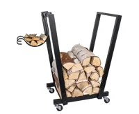 HomeLife Pojízdný stojan na krbové dřevo ERAN, 48 x 59 x 28 cm