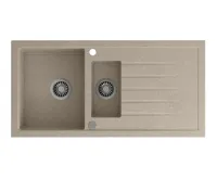 SAPHO Granitový vestavný dřez s odkapem a vaničkou, 100x50cm, béžová
