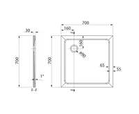 AQUALINE TECMI sprchová vanička z litého mramoru, čtverec 70x70cm, bílá (6)