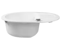 SAPHO Granitový vestavný dřez s odkapem, 61x46,5cm, bílá (3)