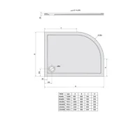 POLYSAN RENA R sprchová vanička z litého mramoru,čtvrtkruh 100x80cm, R550, pravá, bílá (2)