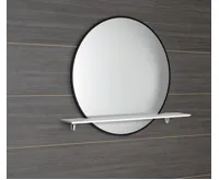 SAPHO SHARON kulaté zrcadlo s LED podsvícením a s policí ø 80cm, černá mat (E28904CI-01) (3)