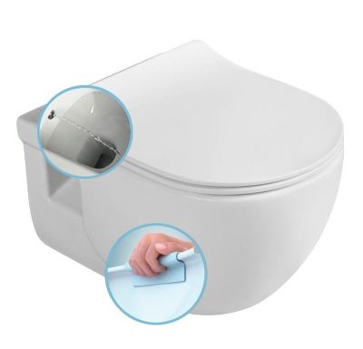 SAPHO BRILLA CLEANWASH závěsná WC mísa s bidetovou sprškou, Rimless, 36,5x53cm, bílá