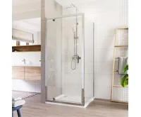 LIMA Sprchové dveře, čtverec, 100 cm, chrom ALU, sklo Čiré, dveře pivotové