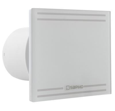 SAPHO GLASS koupelnový ventilátor axiální, 8W, potrubí 100mm, bílá