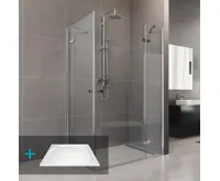NOVEA Sprchový set, obdélník, 120x80 cm, chrom ALU, sklo Čiré, vanička z litého mramoru, sifon (7)