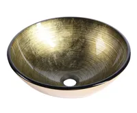 SAPHO FIANNA skleněné umyvadlo na desku Ø 42cm, bronz/zlatá