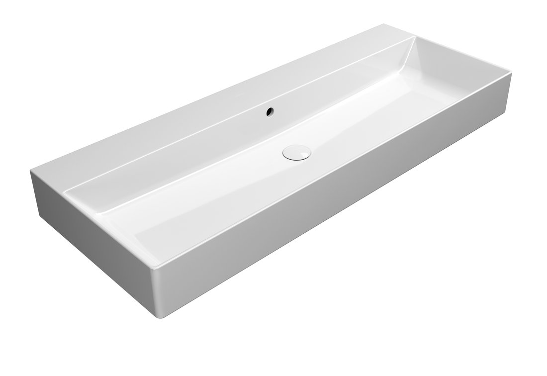 Gsi kube x keramické umyvadlo 120x47cm, bez otvoru, bílá extraglaze