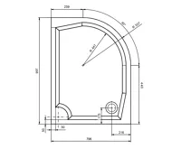 GELCO RIVA sprchová vanička z litého mramoru, čtvrtkruh 100x80cm, levá, bílá (7)