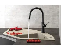 SAPHO FLAWO stojánková dřezová baterie s výsuvnou sprškou, černá mat (9)