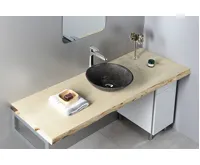 SAPHO BLOK 1 kamenné umyvadlo na desku Ø 40cm, matný tmavý kámen (3)