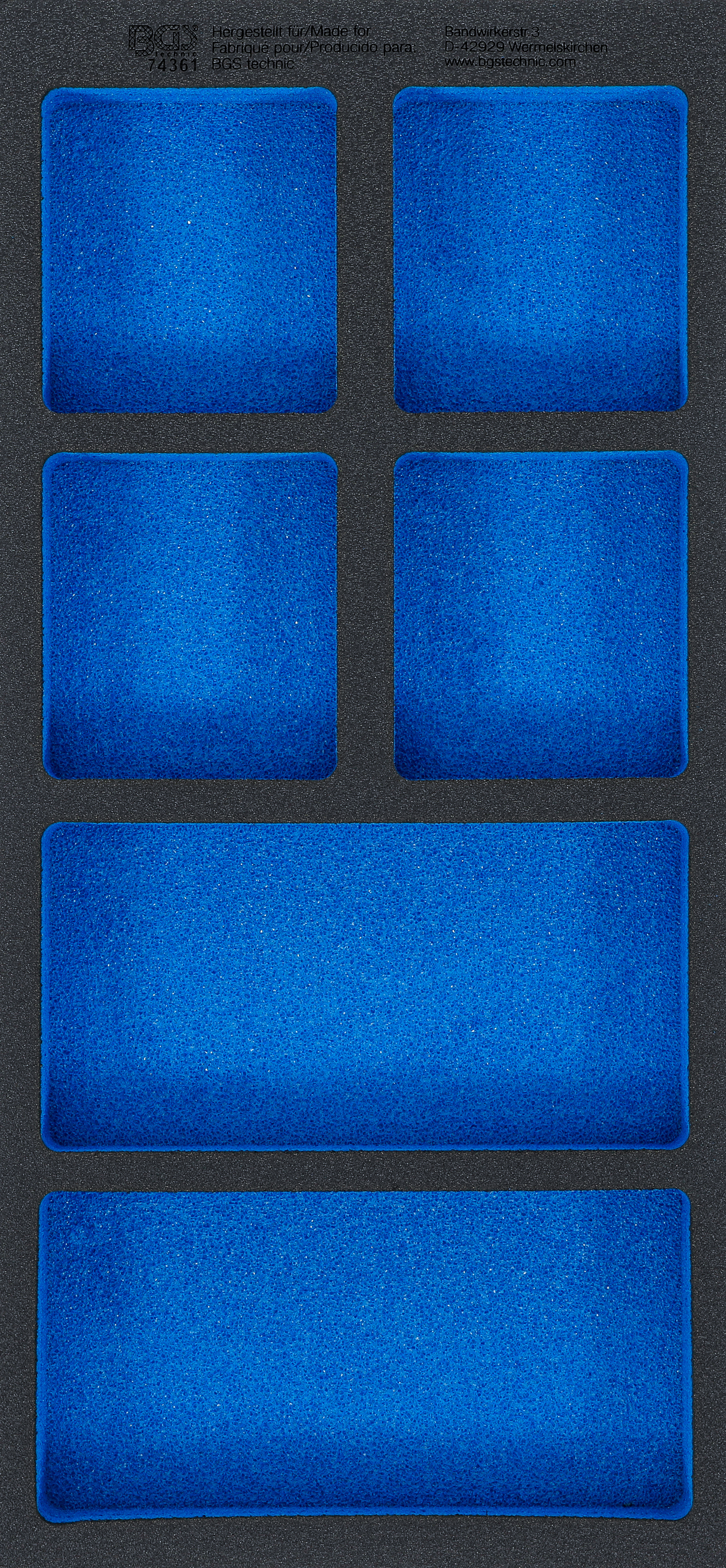 Bgs vložka do dílenského vozíku 1/3, prázdná: 6 odkládací přihrádky , 408 x 189 x 32 mm - bgs