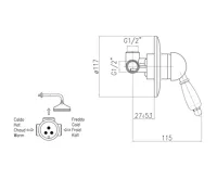 SAPHO KIRKÉ BLACK podomítková sprchová baterie, 1 výstup, černá páčka, chrom (2)