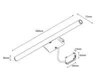 SAPHO IRENE 2 LED svítidlo, 9 W, 500x35x77 mm, IP44, chrom (10)