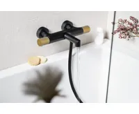 SAPHO SOLARIS nástěnná vanová termostatická baterie, černá/zlato mat (3)