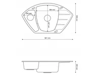 GRANISIL ZAMORA 910.10R Rohový granitový dřez s odkapem, černý granit (3)