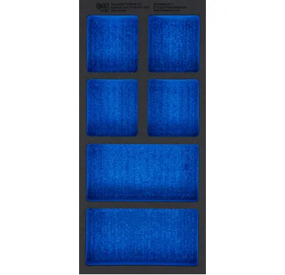BGS Pěnová vložka (modul) do dílenského vozíku 1/3, prázdná, 6 přihrádky , 408 x 189 x 32 mm
