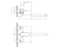 AQUALINE LOTTA nástěnná umyvadlová/vanová baterie, chrom (6)