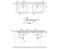 KERASAN WALDORF keramické dvojumyvadlo 150x55cm, bílá (5)