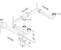 BRUCKNER MOSQUITO umyvadlový sifon pro dvojumyvadlo, 5/4", DN40, bílá (2)