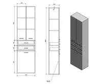 AQUALINE ZOJA/KERAMIA FRESH skříňka vysoká s košem 50x184x29cm, bílá (5)