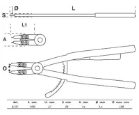 BGS Kleště na rozpěrné kroužky, rovné, pro vnitřní rozpěrné kroužky, 500 mm (2)