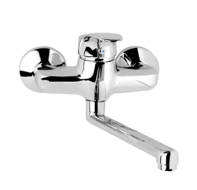 Dřezová nástěnná baterie, Sonáta, 100 mm, s ramínkem plochým rovným 210 mm, chrom