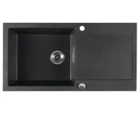 SAPHO Granitový vestavný dřez s odkapem, 97x50cm, černá