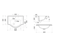 KERASAN RETRO keramické umyvadlo zápustné, 62x45,5cm, černá mat (4)