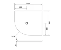 POLYSAN FLEXIA vanička z litého mramoru čtvrtkruh, s možností úpravy rozměru, 100x80cm, R550, pravá (2)