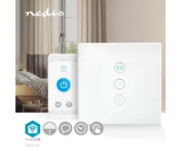 TUYA / SmartLife Nástěnný vypínač pro rolety, žaluzie, Smart Zigbee WIFIWC10WT, sklo, bílá (1)