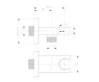 SAPHO Držák sprchy hranatý, pevný, s vyústěním, zlato mat (2)