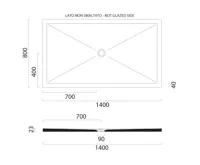 GSI Keramická sprchová vanička, obdélník 140x80x2cm, cenere mat (2)