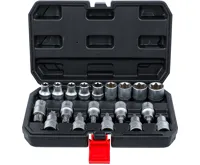 BGS Hlavice zástrčné T-profil T20-T70 + hlavice nástrčné 1/2" E-profil, sada 19 dílů