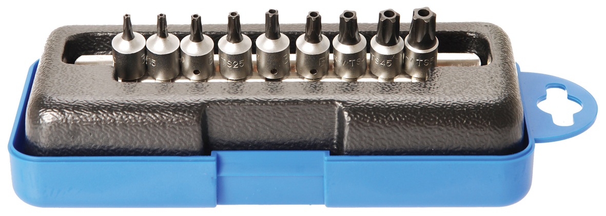 Bgs hlavice nástrčné,  6,3 mm (1/4"), ts-profil (pro torx plus) s otvorem, 9dílná sada