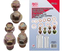 BGS Sada šroubů a měděných těsnicích kroužků pro olejové vany, 534dílná